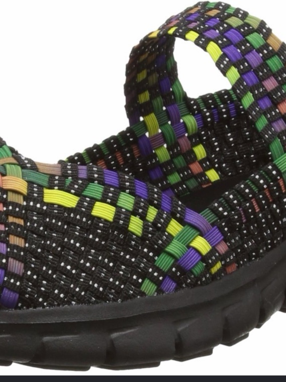 Skechers Black Woven Slip-On Mule with Green, Purple, Yellow and Tan Accents